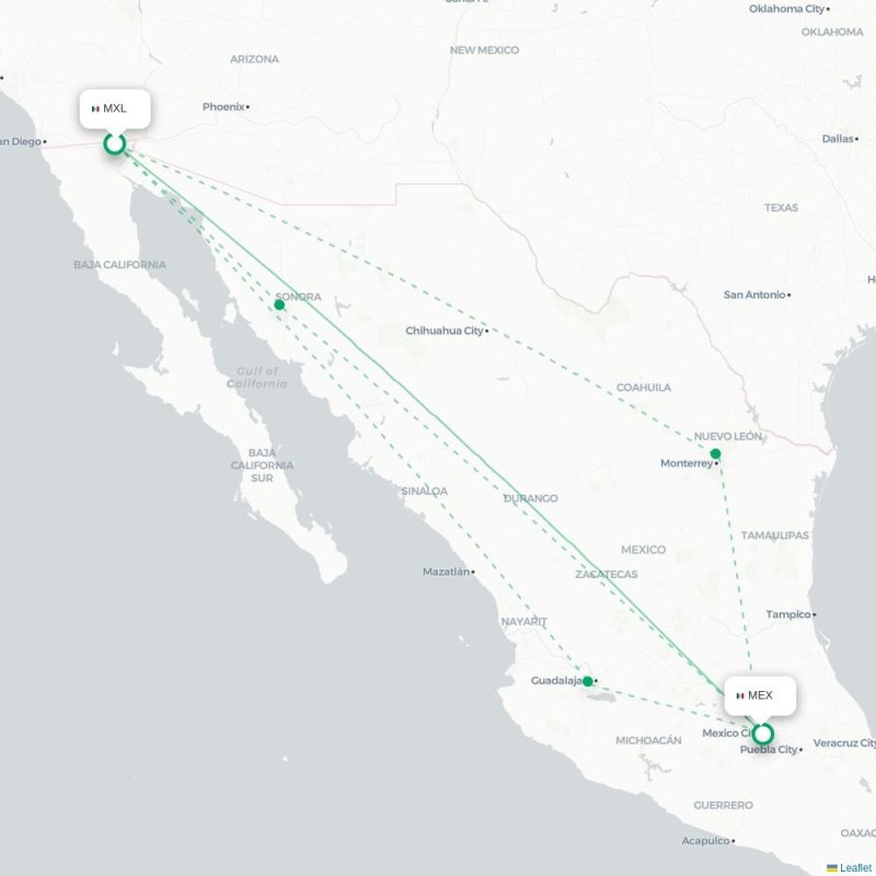 MXL - MEX route map