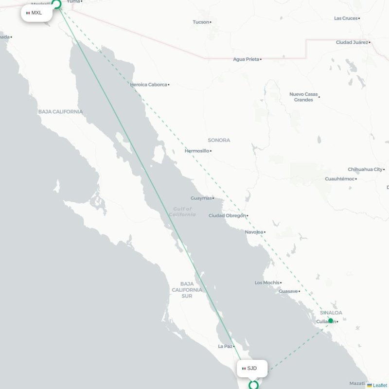 MXL - SJD route map