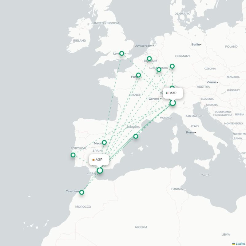 MXP - AGP route map