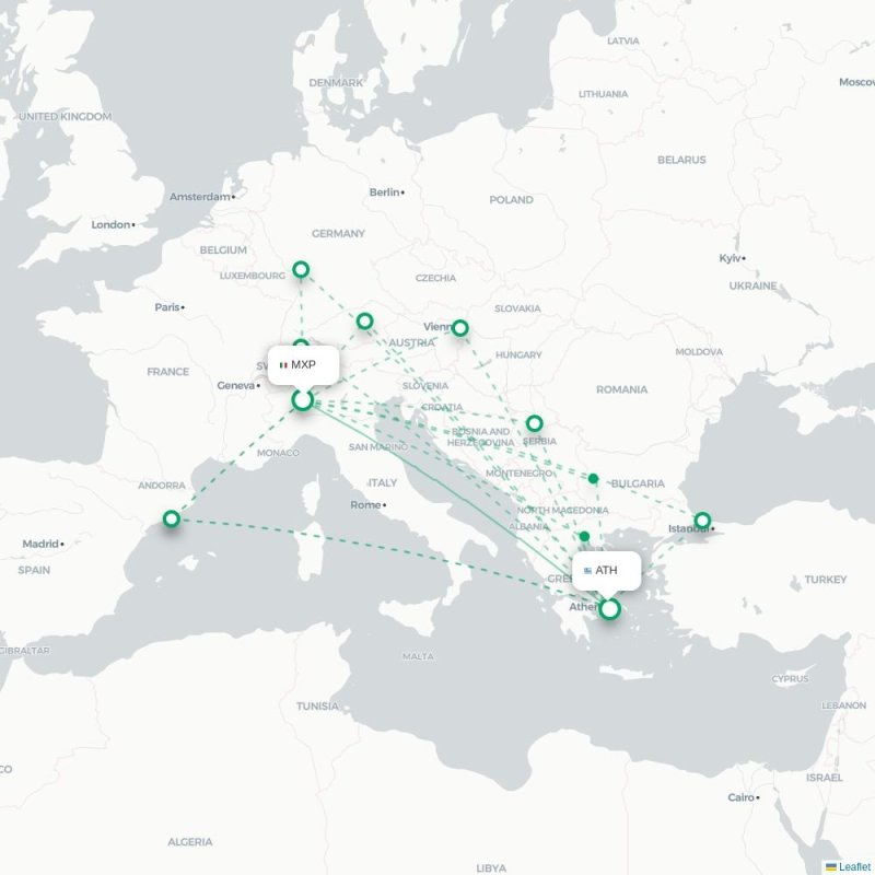 MXP - ATH route map