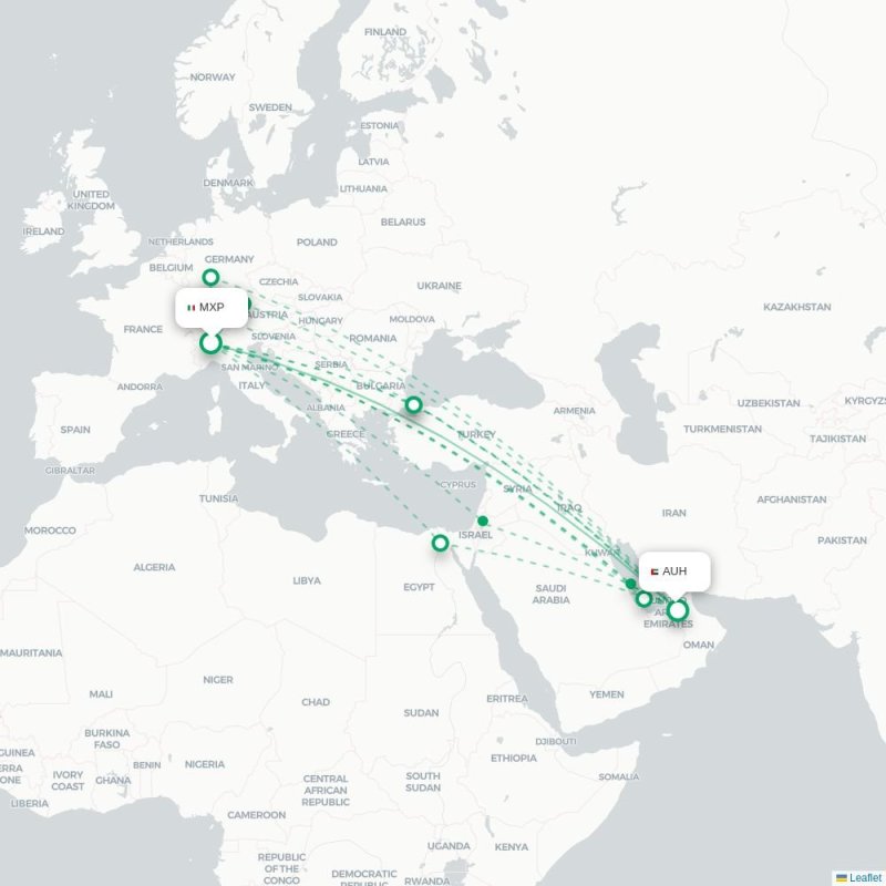 MXP - AUH route map