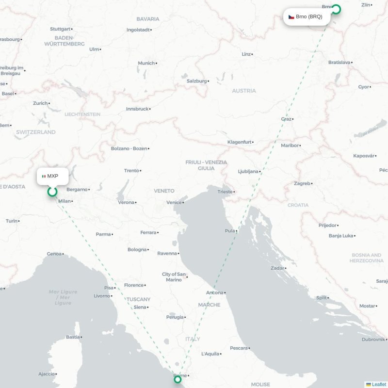 MXP - BRQ route map