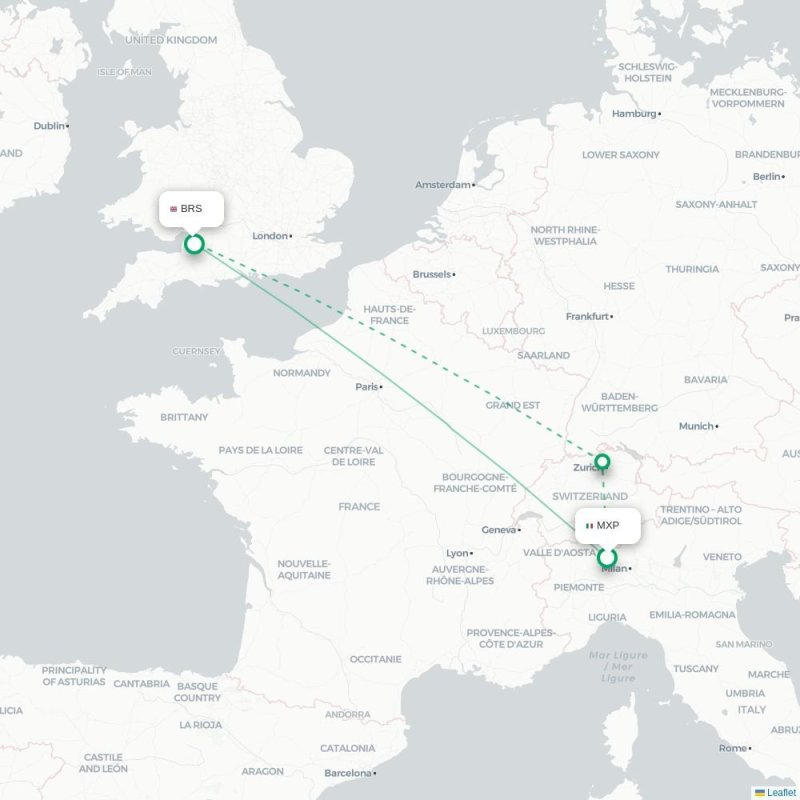 MXP - BRS route map