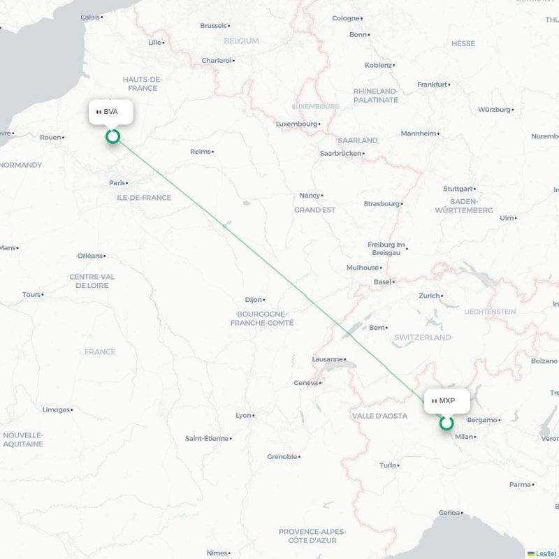 MXP - BVA route map