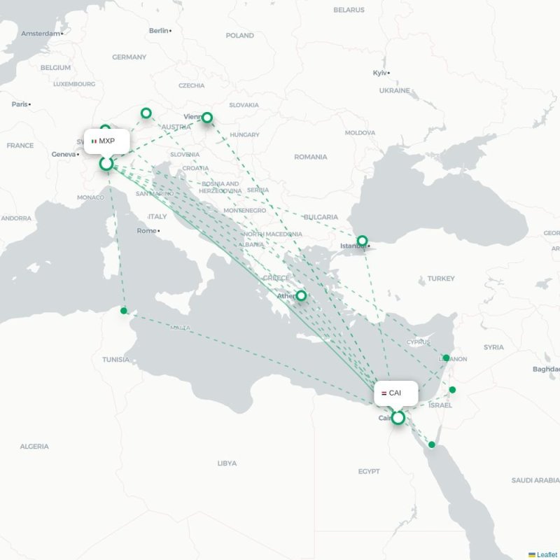 MXP - CAI route map