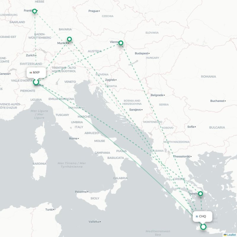 MXP - CHQ route map