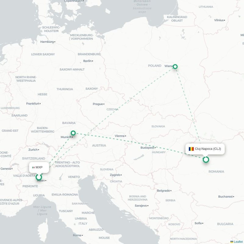 MXP - CLJ route map
