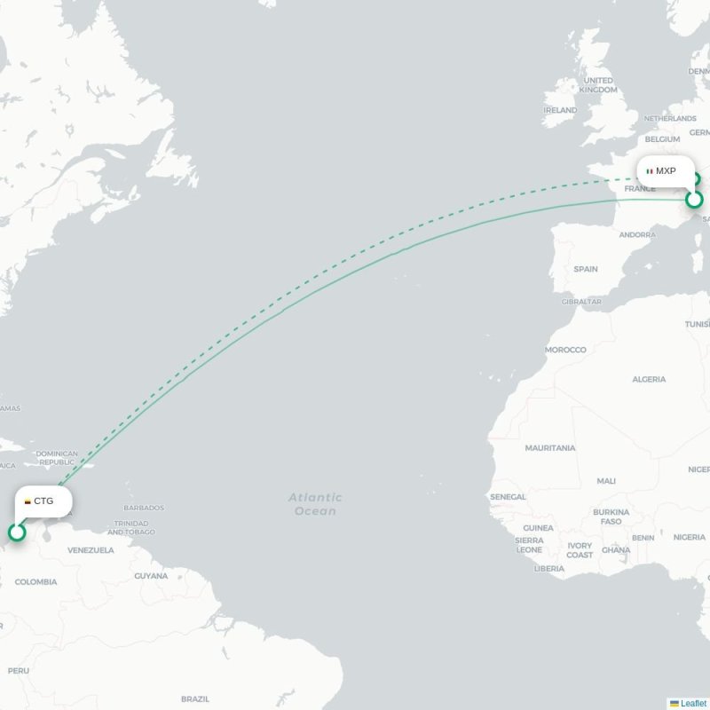 MXP - CTG route map