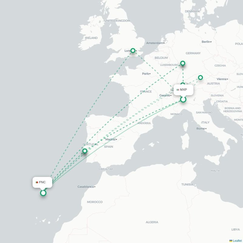 MXP - FNC route map