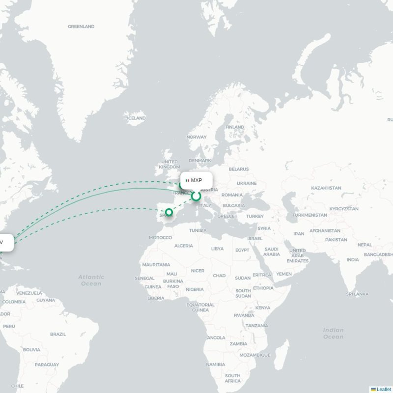 MXP - HAV route map
