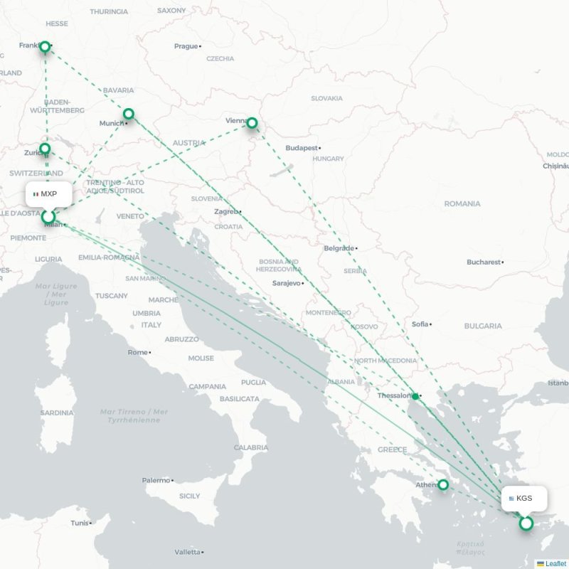 MXP - KGS route map