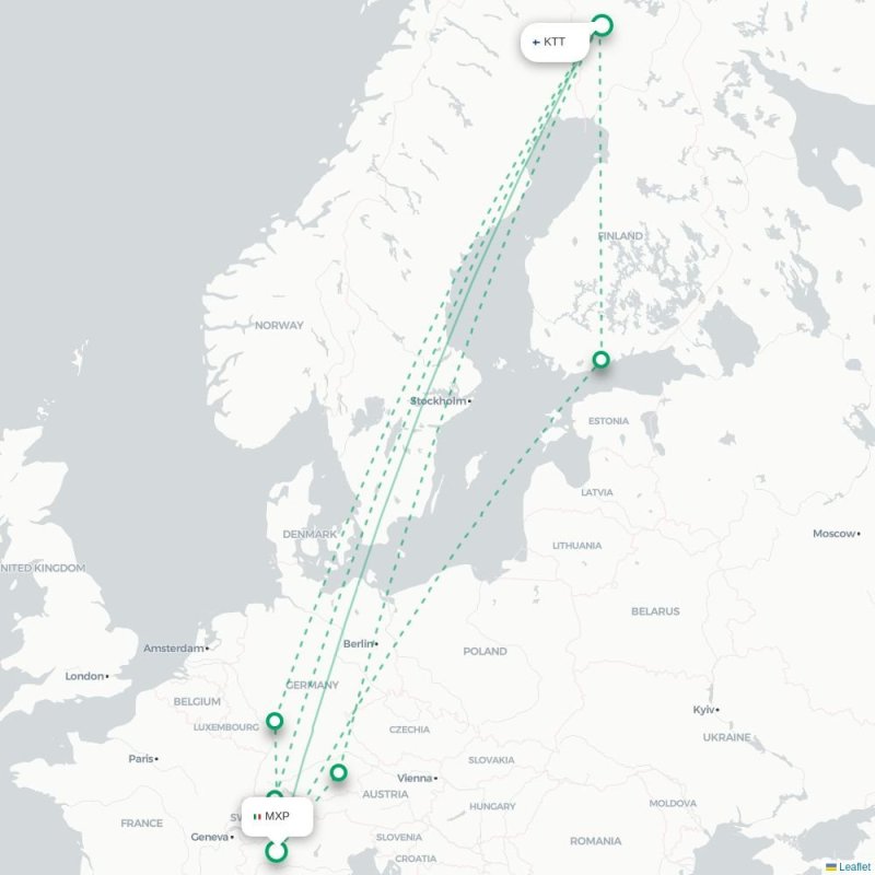MXP - KTT route map
