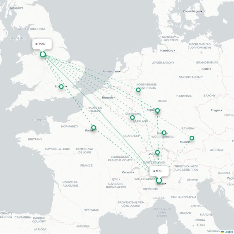 MXP - MAN route map