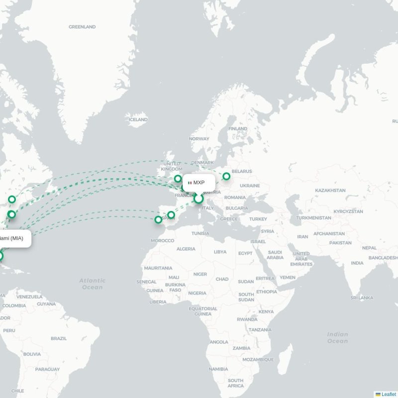 MXP - MIA route map