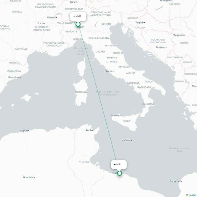 MXP - MJI route map