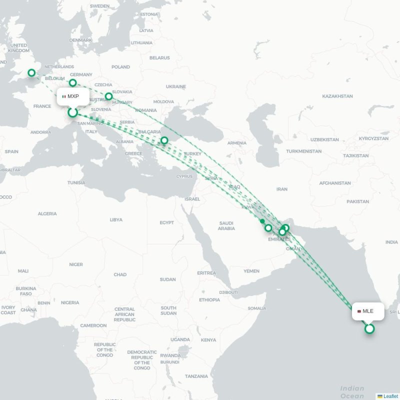 MXP - MLE route map