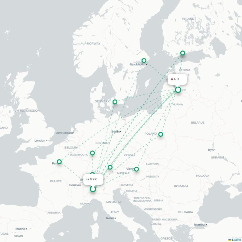 MXP - RIX route map