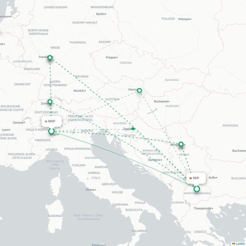 MXP - SKP route map