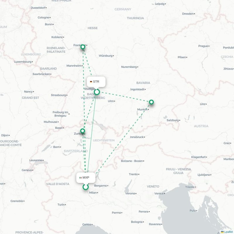 MXP - STR route map