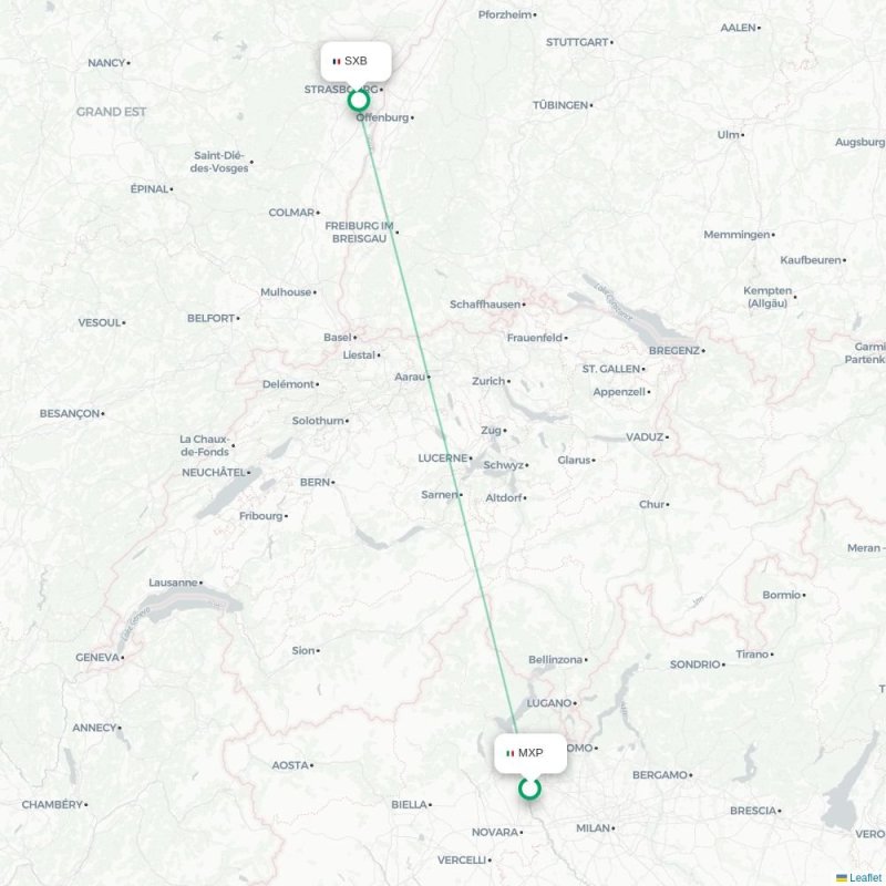 MXP - SXB route map