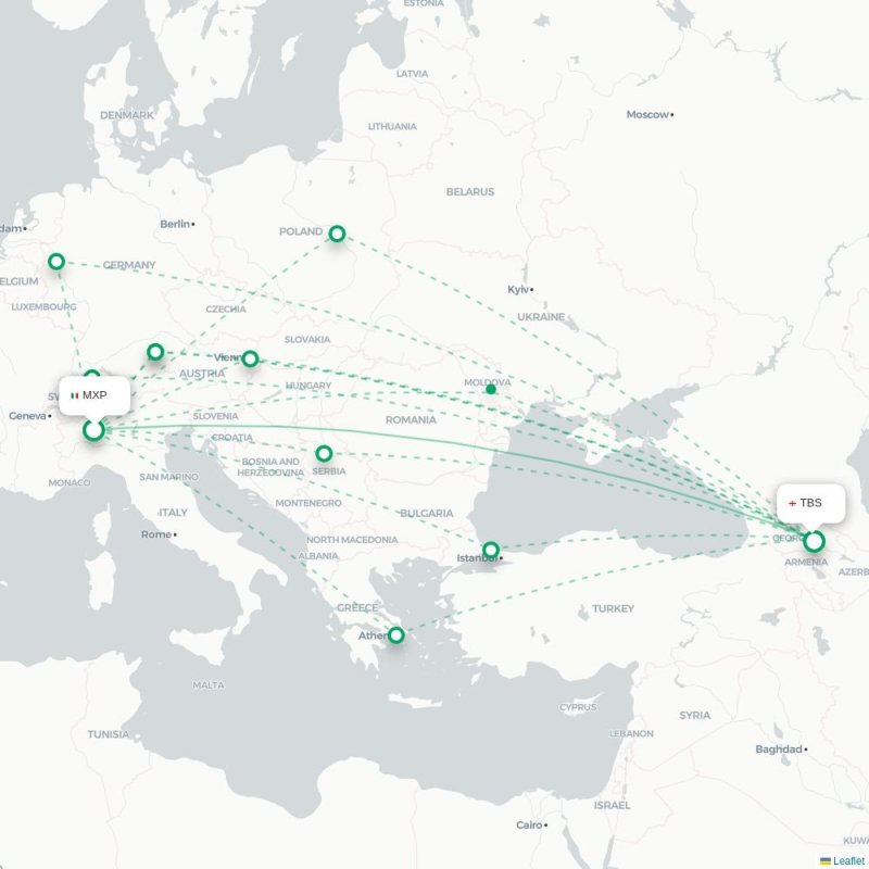 MXP - TBS route map