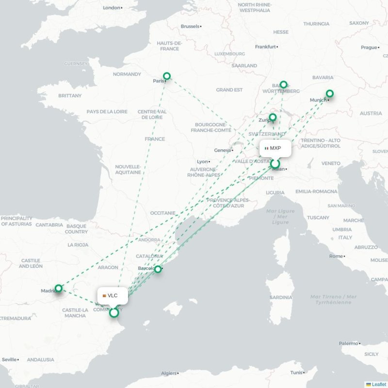 MXP - VLC route map