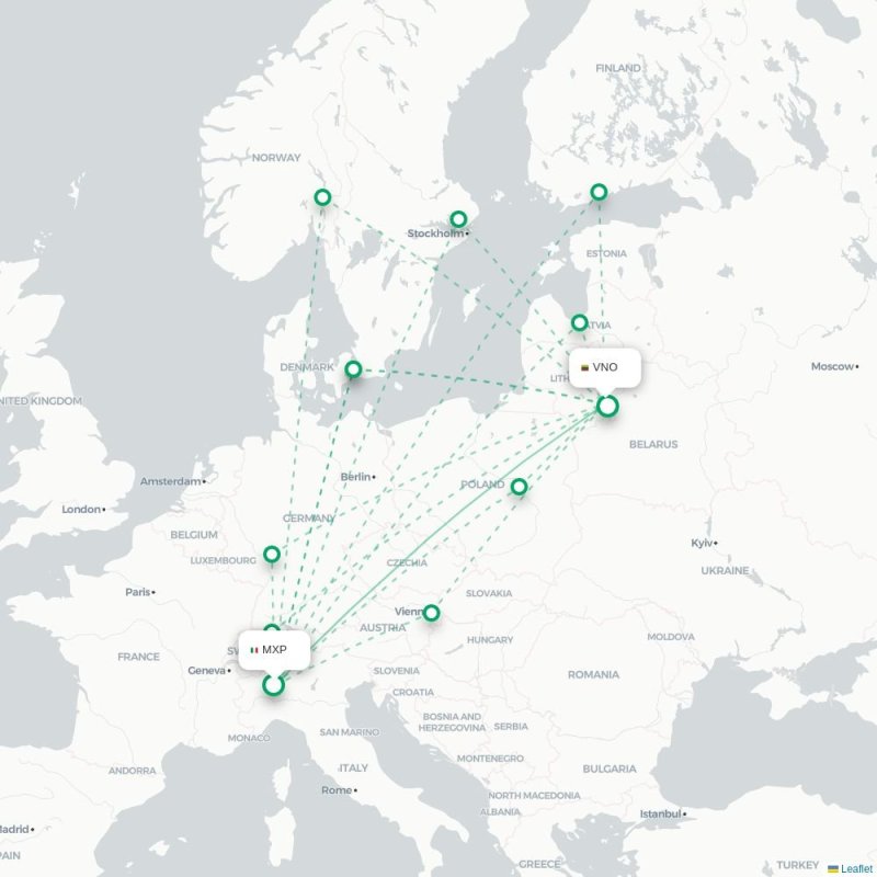MXP - VNO route map