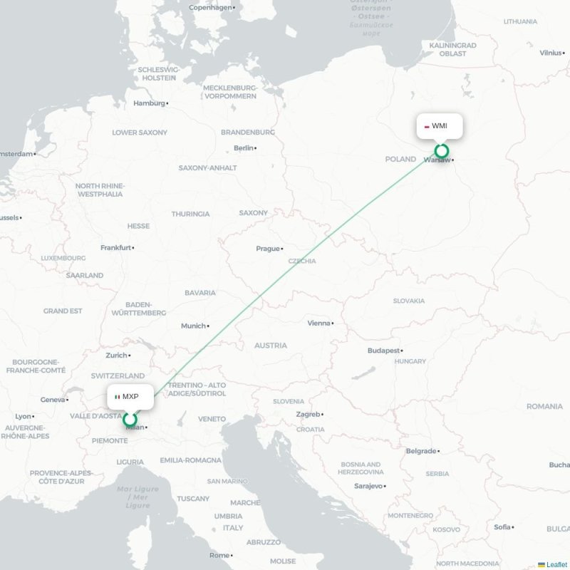 MXP - WMI route map