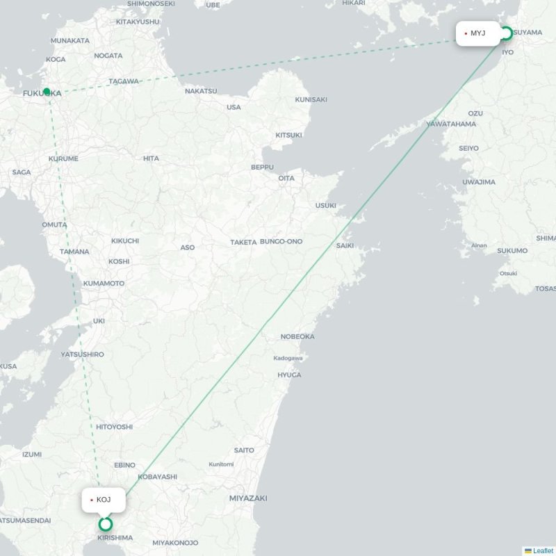 MYJ - KOJ route map