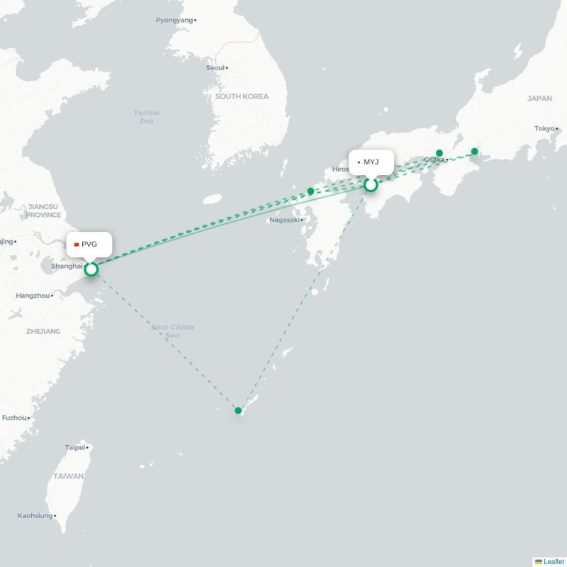 MYJ - PVG route map
