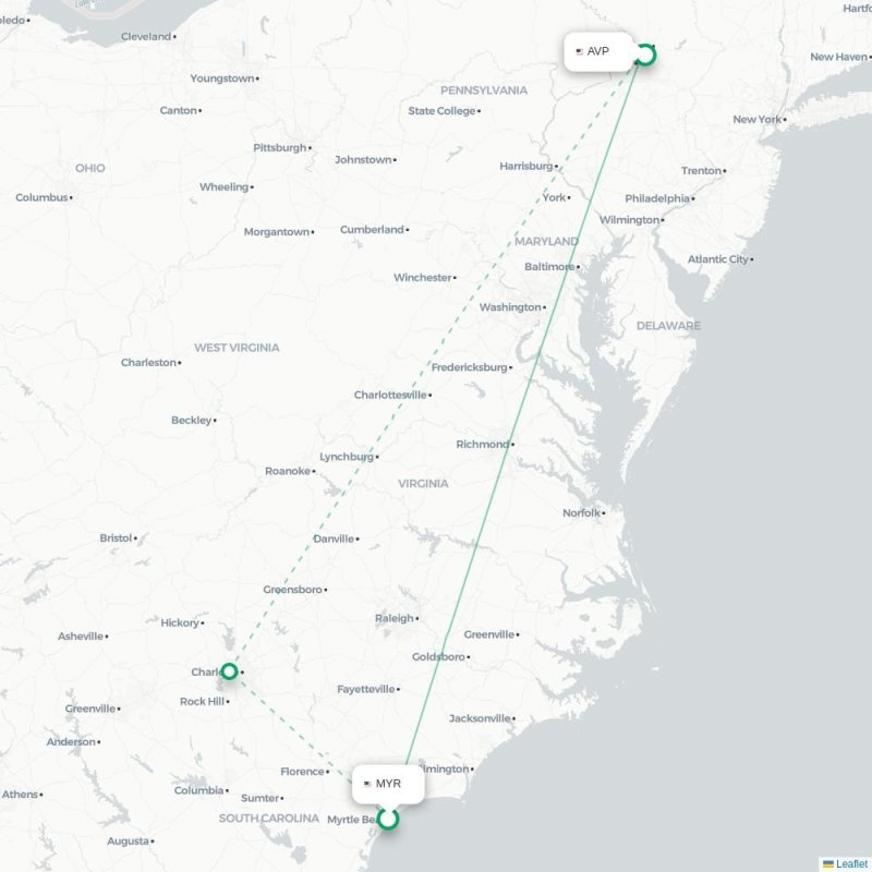 MYR - AVP route map