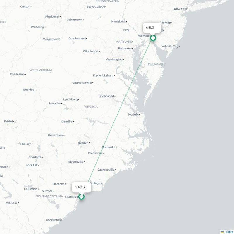MYR - ILG route map
