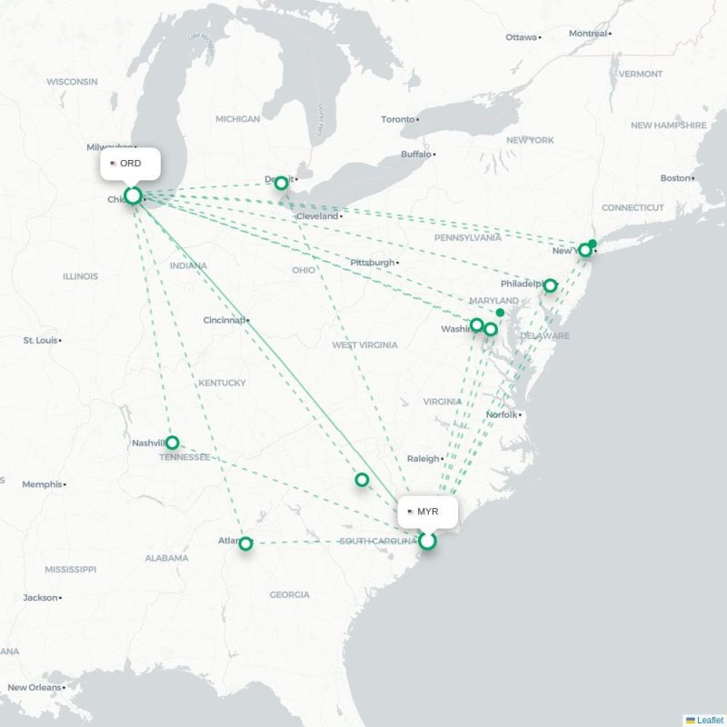 MYR - ORD route map