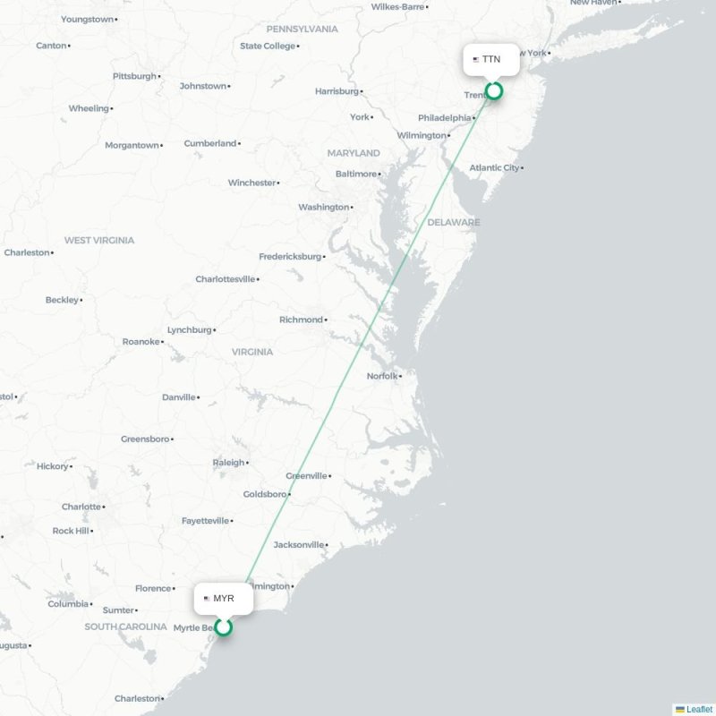 MYR - TTN route map