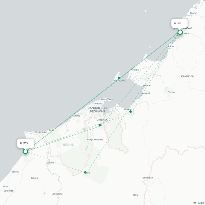 MYY - BKI route map