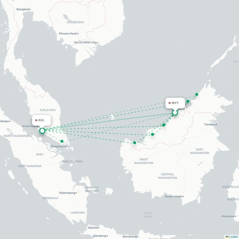 MYY - KUL route map