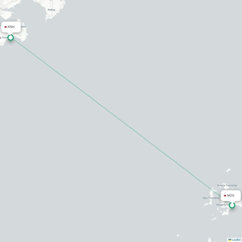 MZG - KNH route map