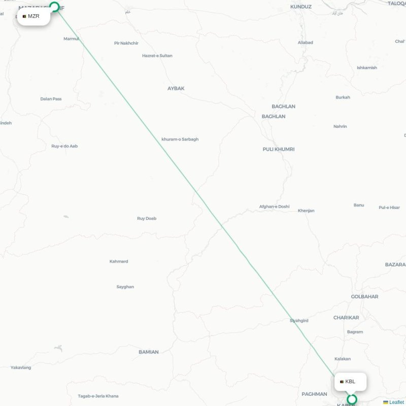 MZR - KBL route map