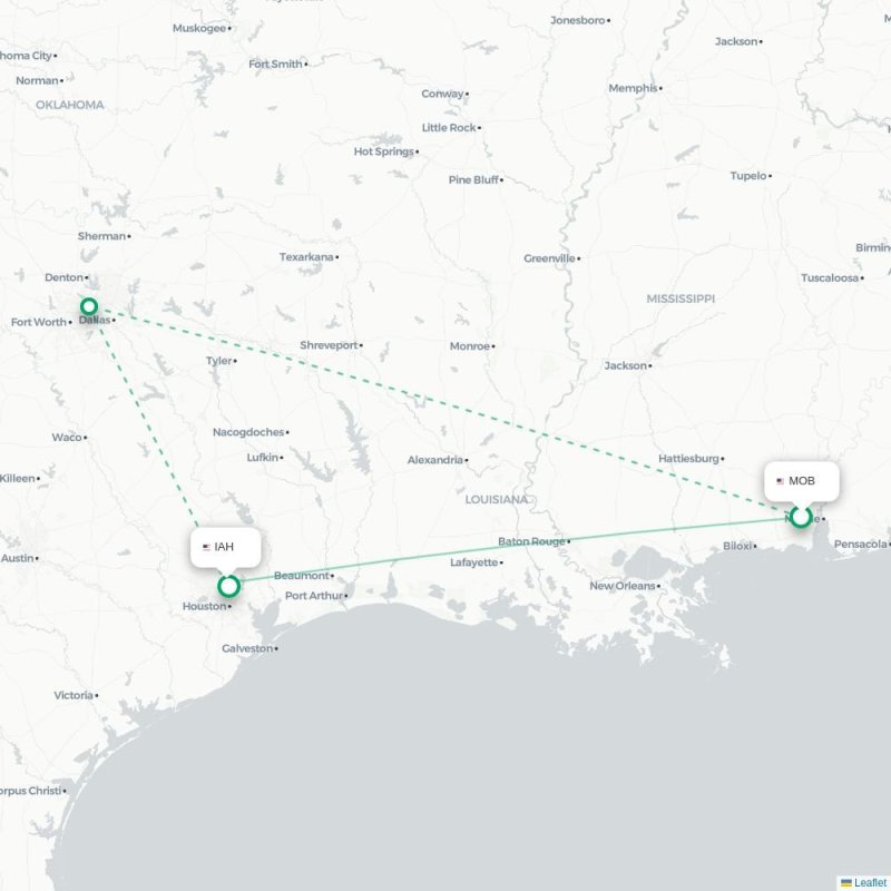 MZT - IAH route map