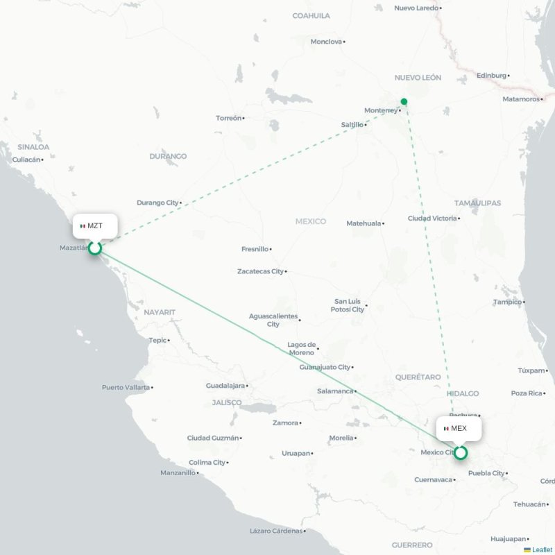 MZT - MEX route map