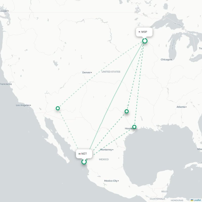 MZT - MSP route map