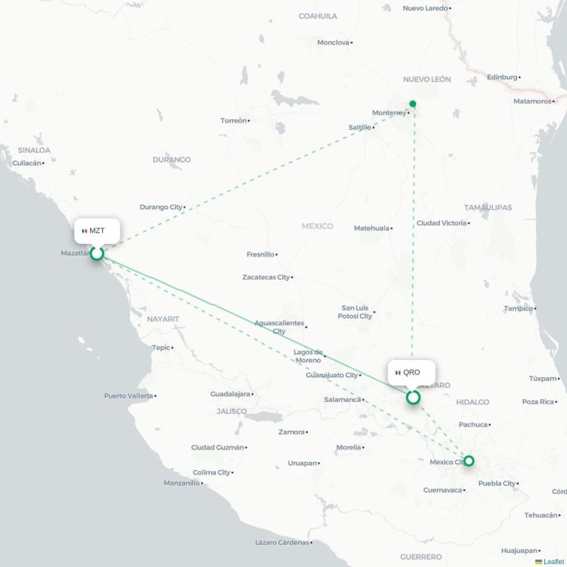 MZT - QRO route map