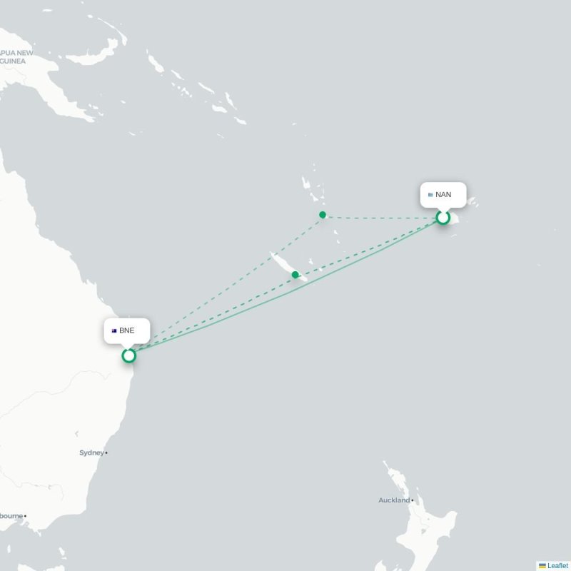 NAN - BNE route map