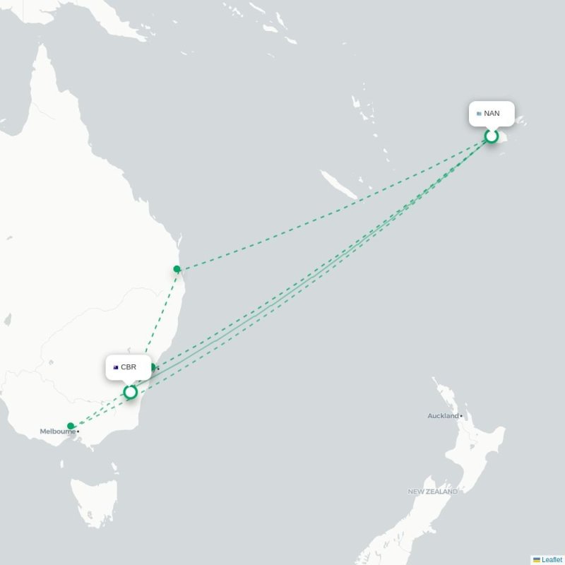 NAN - CBR route map