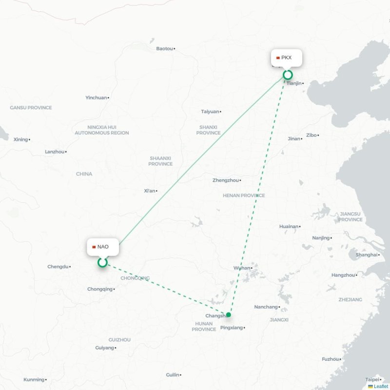 NAO - PKX route map