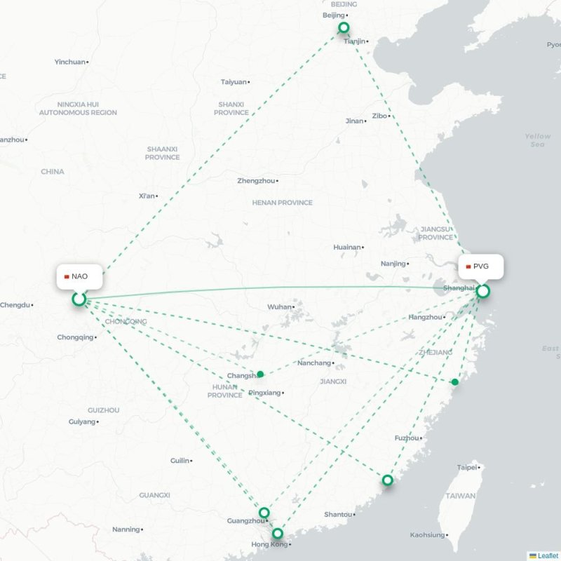 NAO - PVG route map