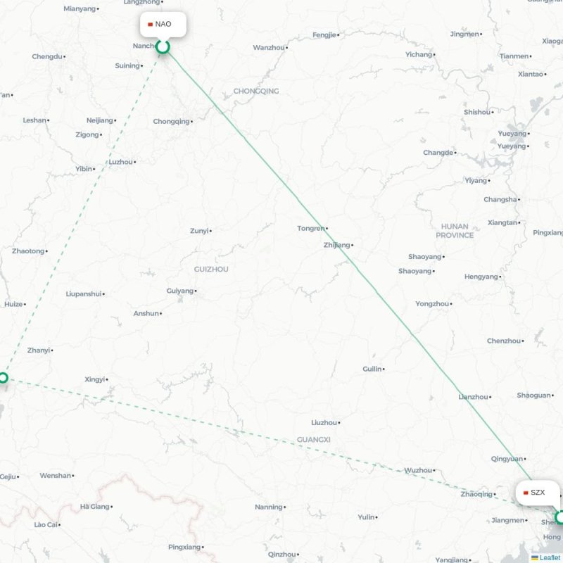 NAO - SZX route map