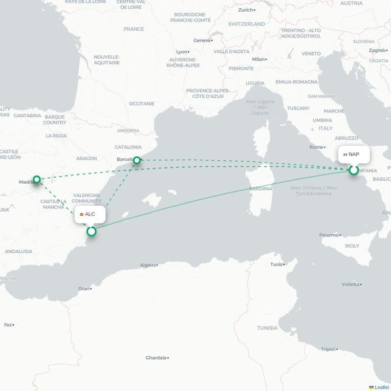 NAP - ALC route map