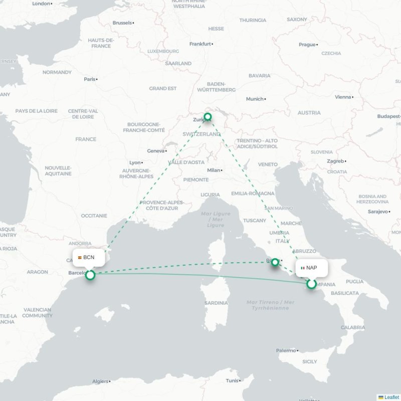 NAP - BCN route map