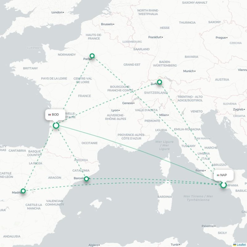 NAP - BOD route map